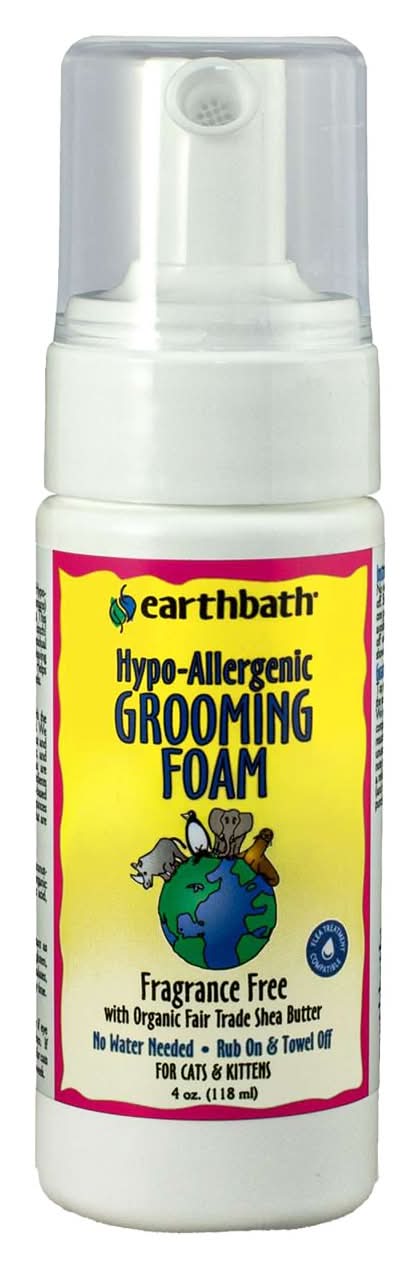 earthbath® Hypo-Allergenic Cat Grooming Foaming Waterless Shampoo - Fragrance Free - 4oz (Size: 4 Fl Oz)