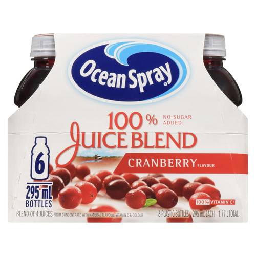 Ocean Spray 100% Juice Blend Cranberry 6 x 295 ml (bottles)