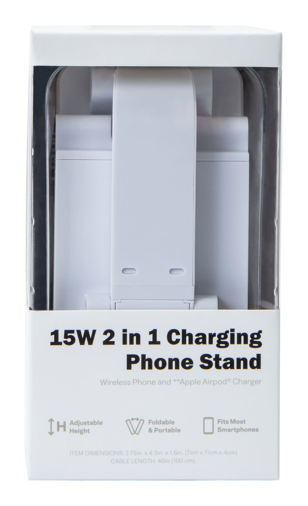15W 2-In-1 Charging Phone Stand White
