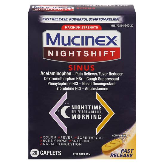 Mucinex Nightshift Maximum Strength Sinus Caplets (20 ct)