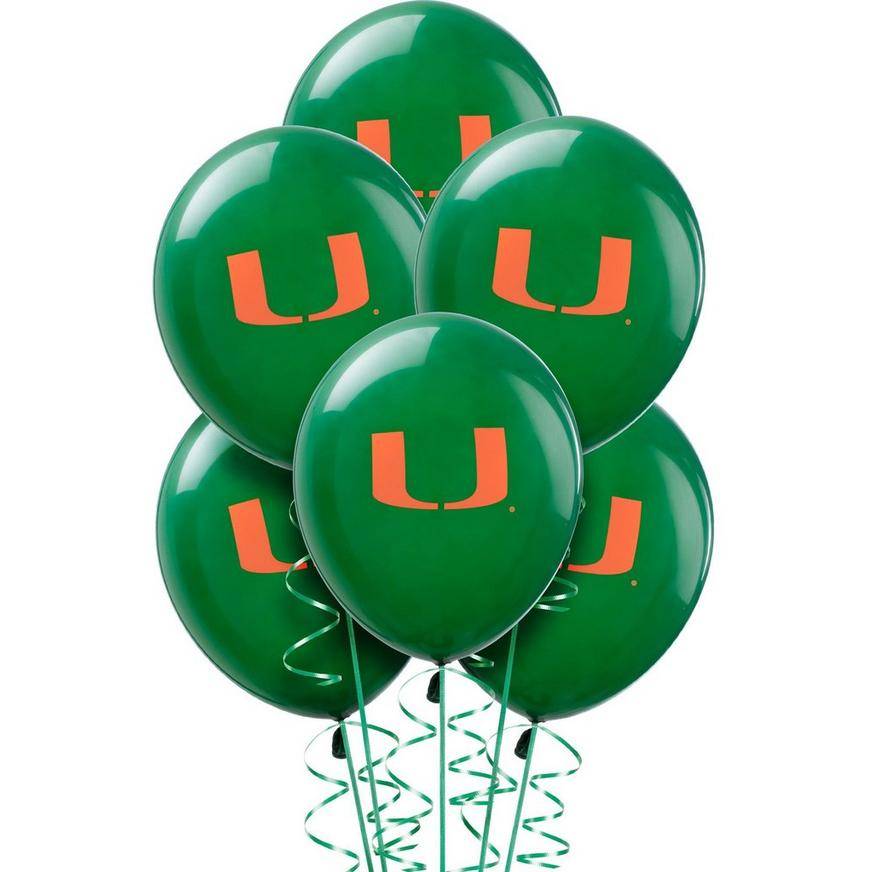 Uninflated 10ct, Miami Hurricanes Balloons