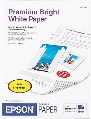 Epson Premium 8.5 x 11 Printer Paper, 24 lbs., 96 Brightness, White, 500 Sheets/Ream (S041586)