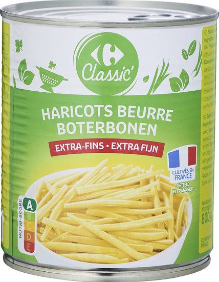 Haricots beurre extra-fins CARREFOUR CLASSIC' - la boite de 440g net égoutté