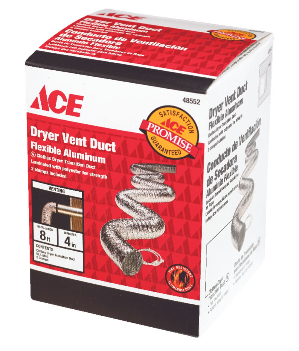 ACE 96 In. L X 4 In. D Silver Aluminum Dryer Vent Duct