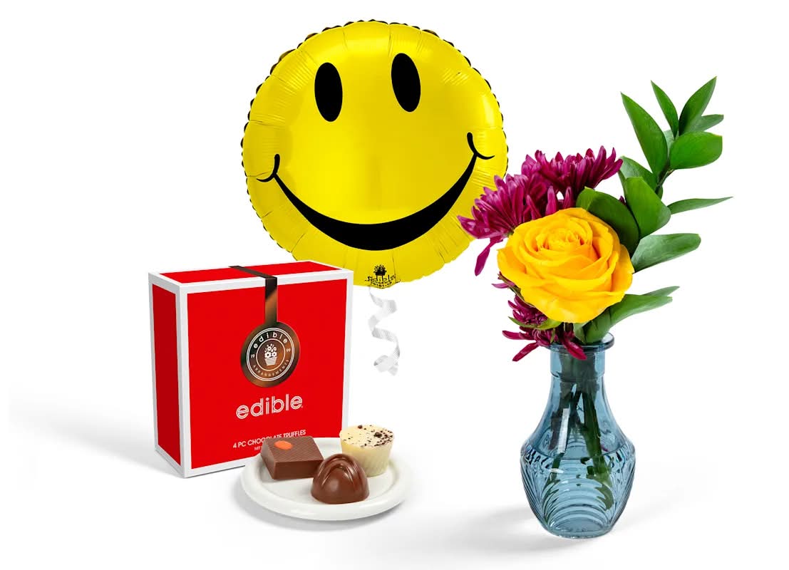 Mini Bouquet, Truffles, & Balloon Gift Set