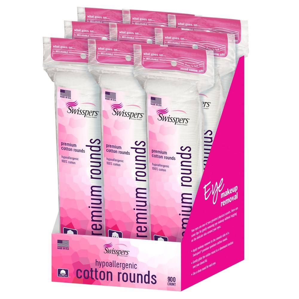 Swisspers Premium Hypoallergenic Cotton Rounds (900 ct)