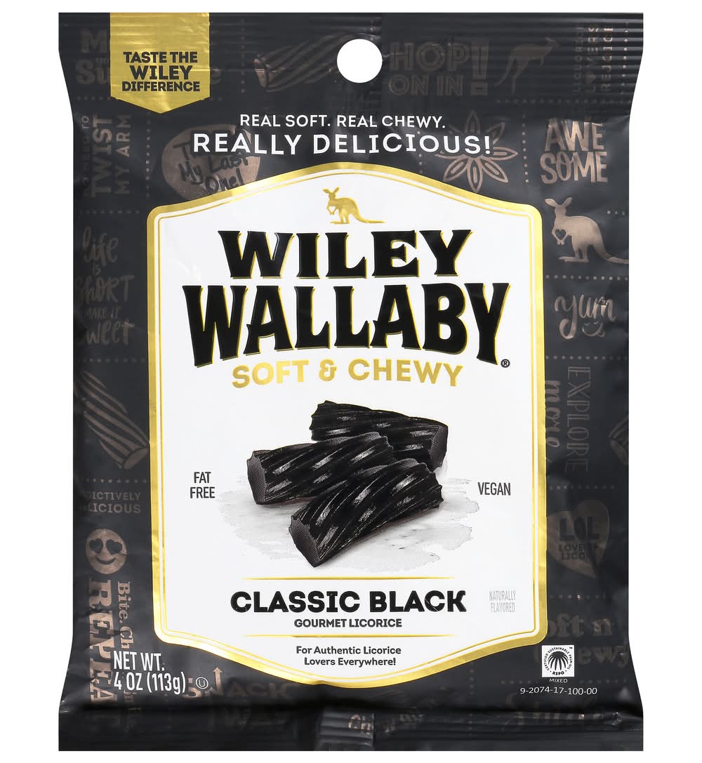 Wiley Wallaby Gourmet Licorice, Classic Black (4 oz)