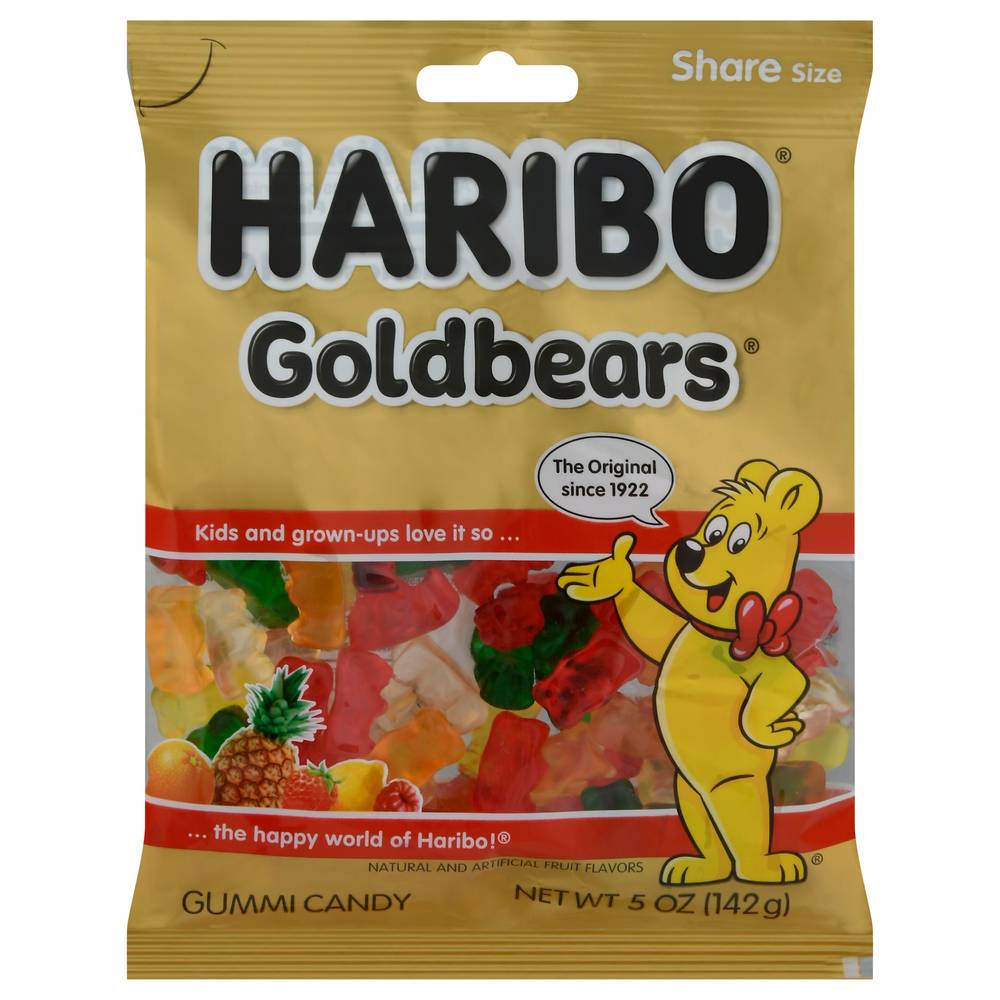 Haribo Goldbear Share Size Gummi Candy, Natural and Artificial Fruit (5 oz)