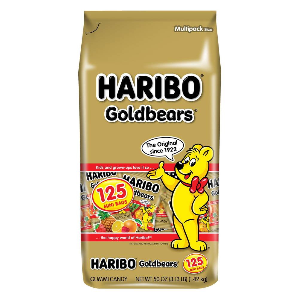 Haribo Goldbears Gummi Candy, Mini Bags, 0.4 oz, 125-count