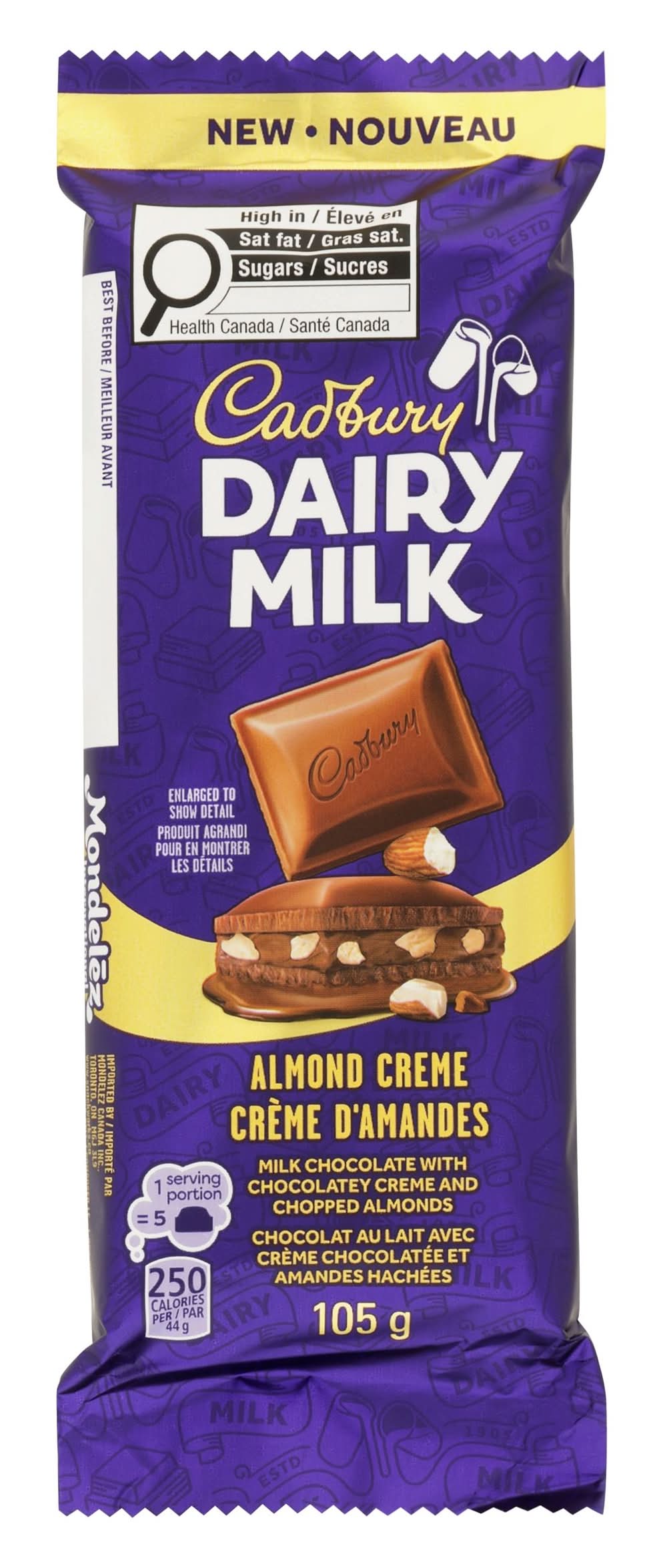 Cadbury Dairy Milk Chocolate Bar, Almond Creme (105 g)