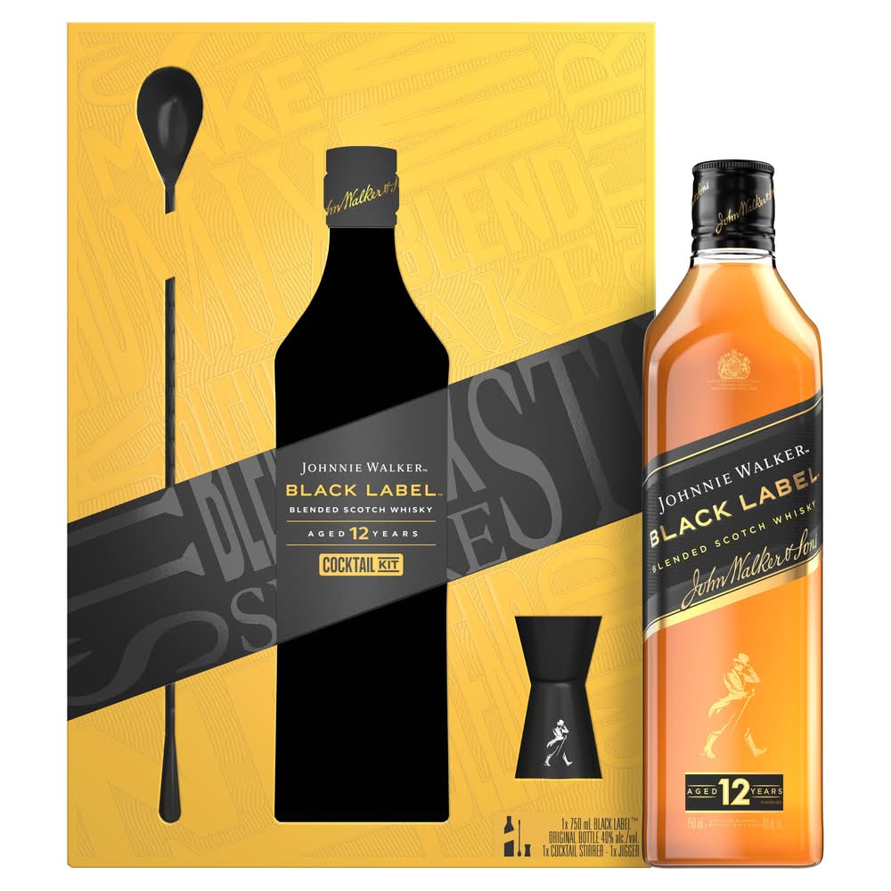 Johnnie Walker Black Label Scotch Gift Set (750 ml, 3 ct
