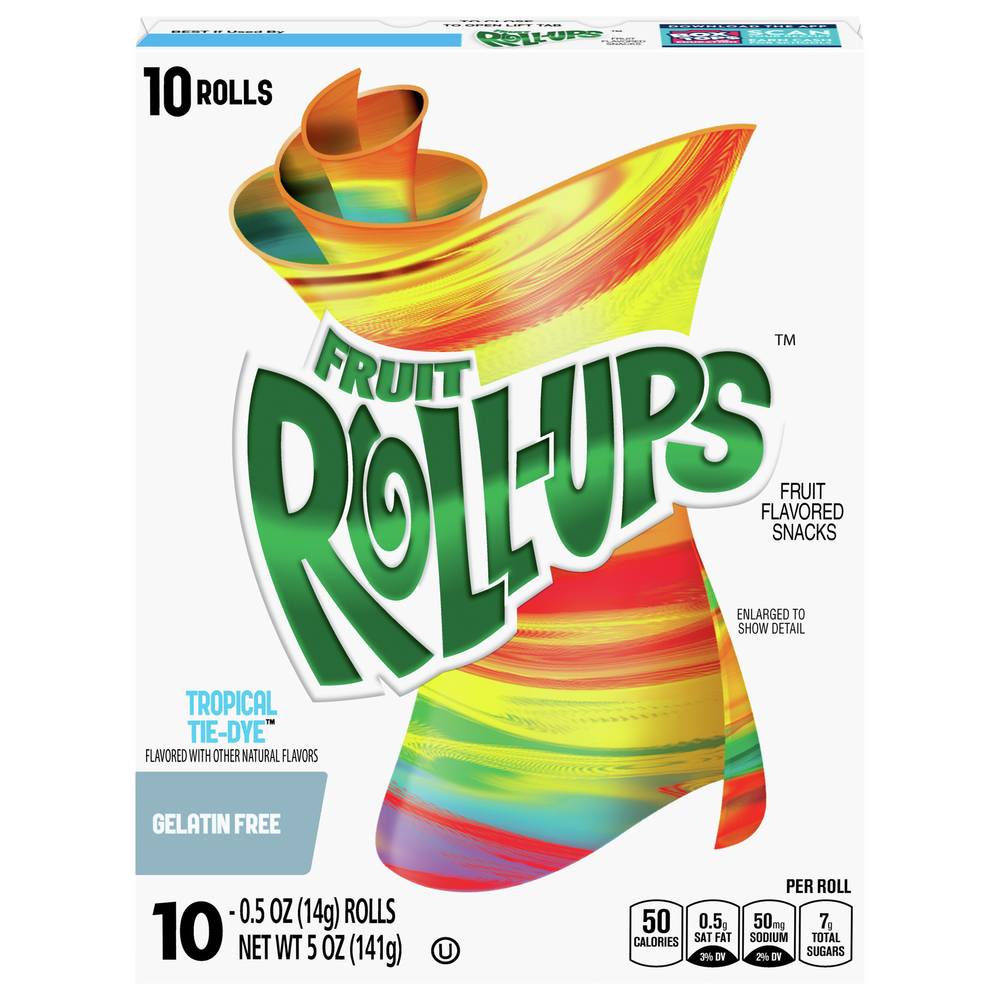 Fruit Roll-Ups Tropical Tie Dye Fruit Snacks (0.5 oz, 10 ct)