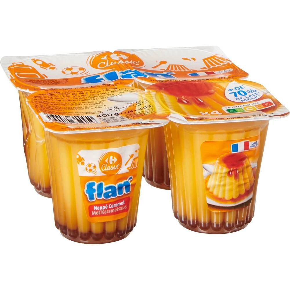 Flan  caramel CARREFOUR CLASSIC' - les 4 pots de 100g