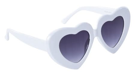 Ladies Plastic Bubble Heart Sunglasses White