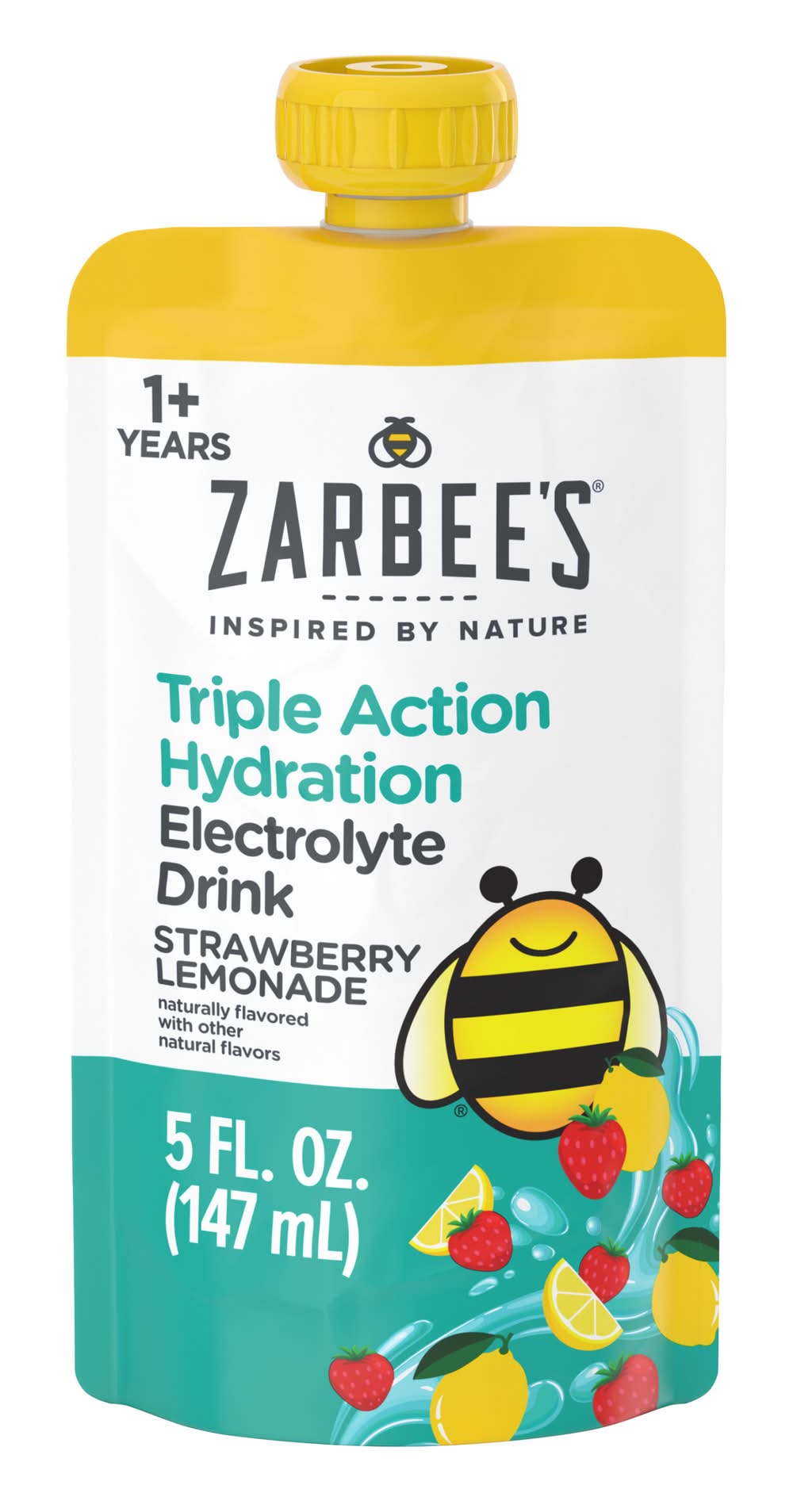 Zarbee's Kids Triple Action Hydration Electrolyte Drink 1+ Years, Strawberry Lemonade (3 x 5 fl oz)
