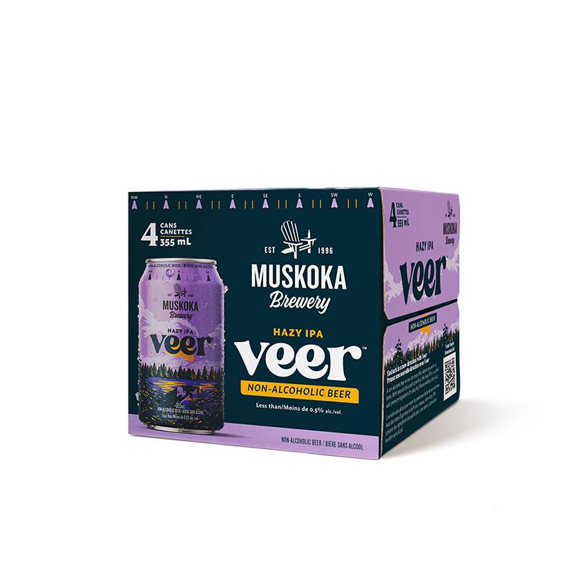 Muskoka Veer Hazy Ipa Non-Alcholic Beer  (4 Cans, 355ml)