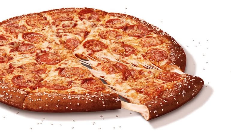 Stuffed Pretzel Crust with Pizza Sauce & Pepperoni
