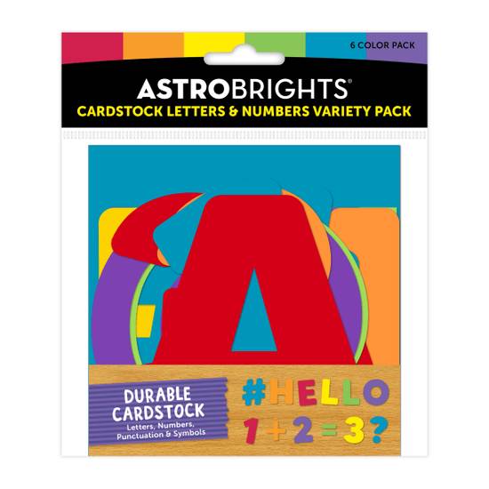 Astrobrights® Numbers And Letters, With Punctuation, Pre-K to Grade 5, Multicolor, Pack Of 72