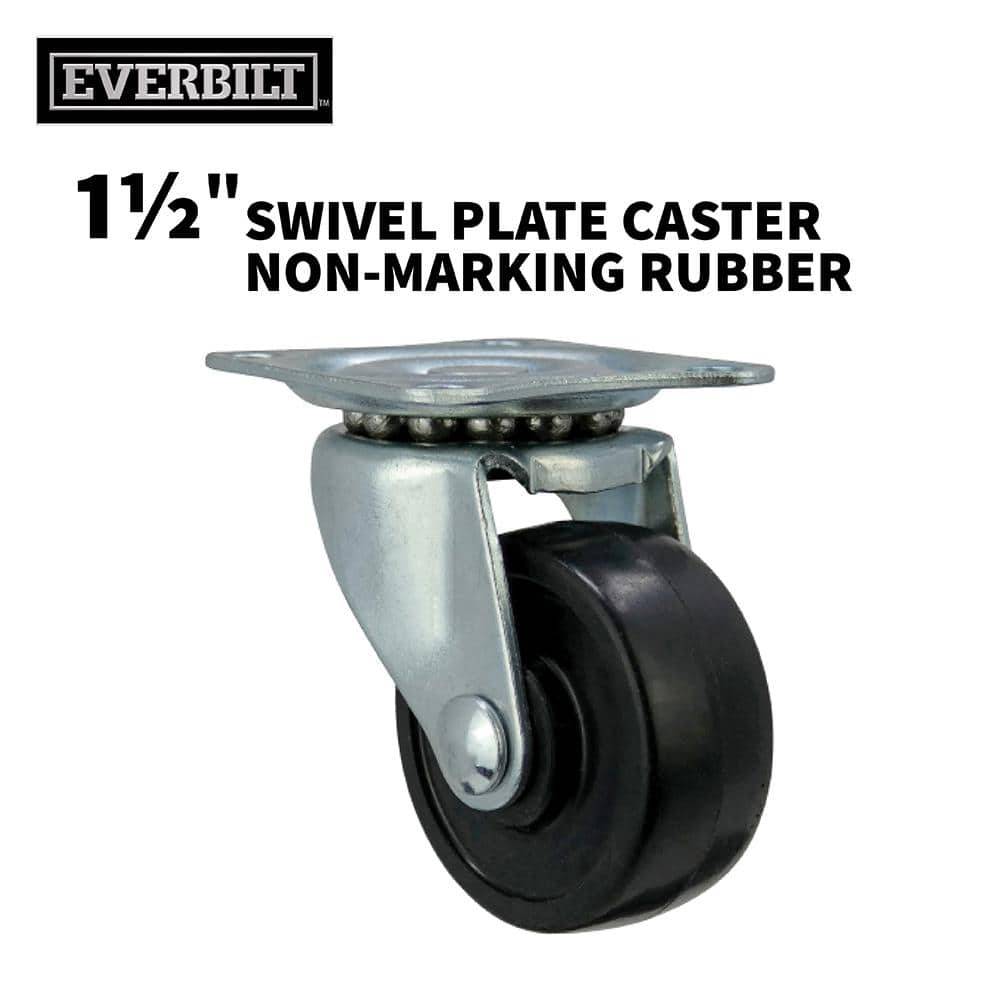 Everbilt 1-1/2 In. Black Soft Rubber And Steel Swivel Plate Caster With 40 Lb. Load Rating