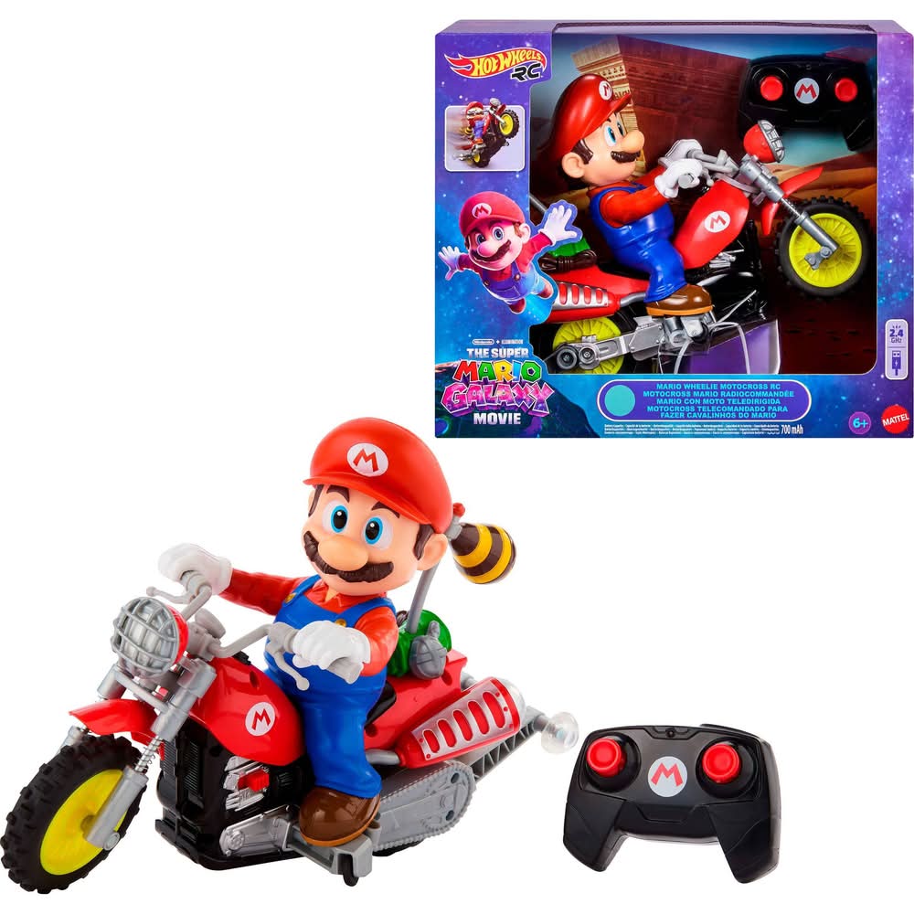 Hot Wheels RC Mario Wheelie Motocross Remote-Controlled Battery-Powered Vehicle
