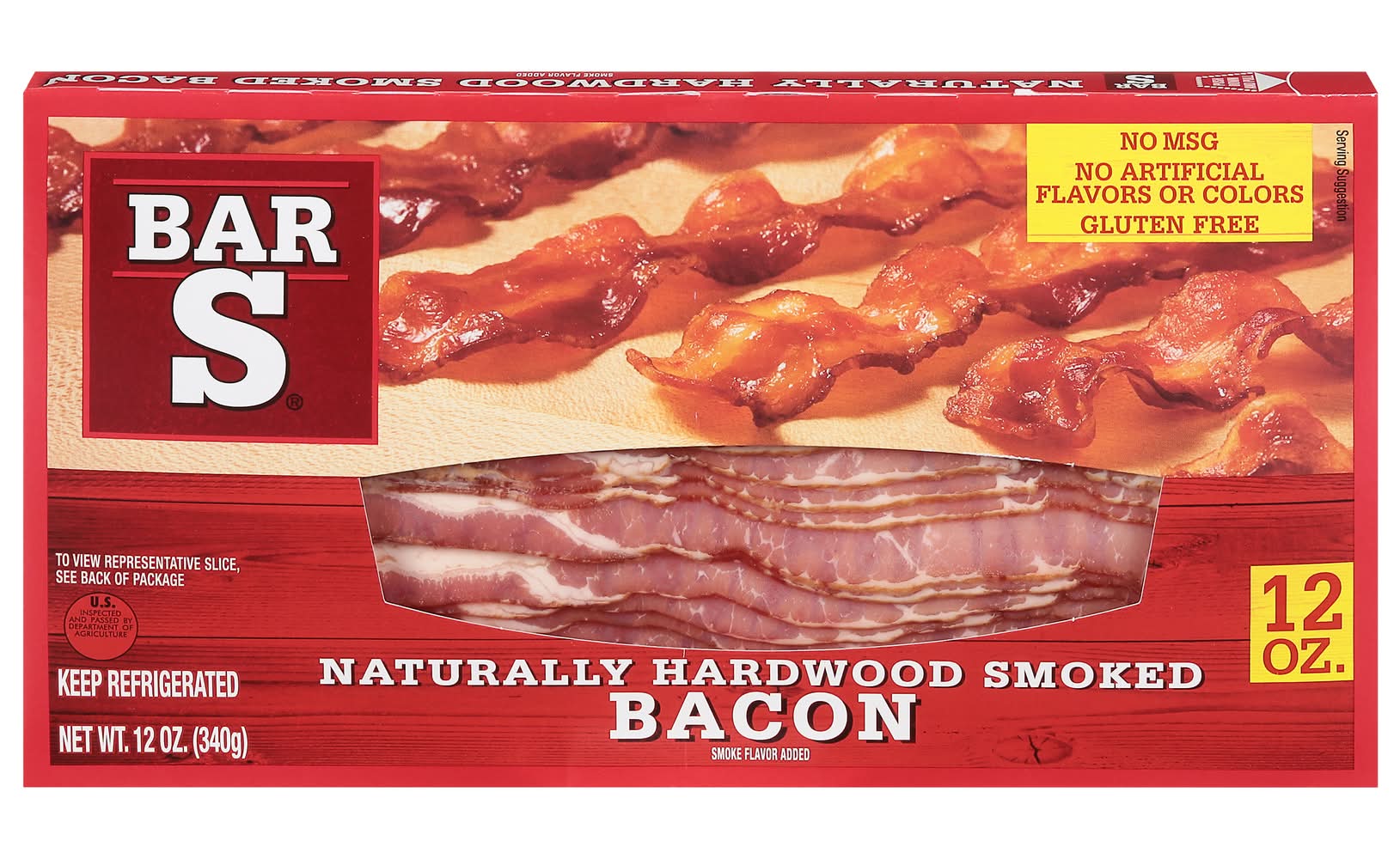 Bar-S Naturally Hardwood Bacon, Smoke (12 oz)