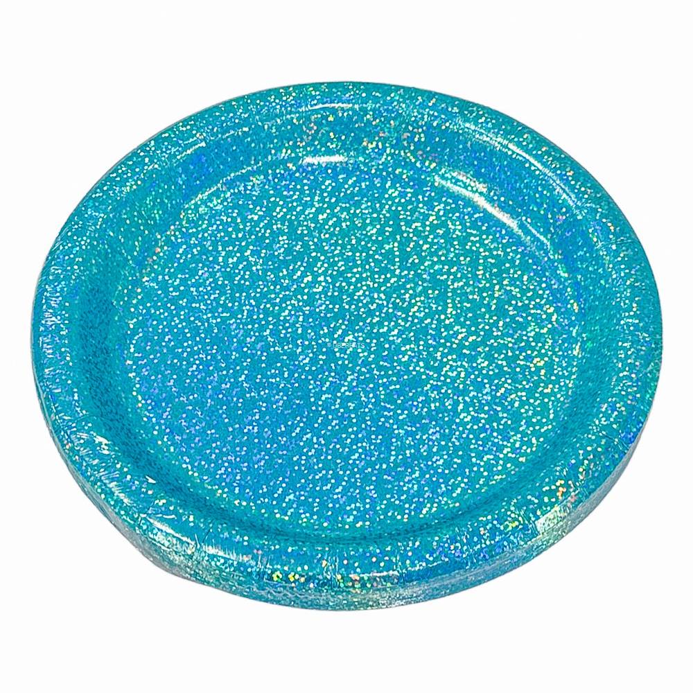 20ct Holographic Dinner Plates Aqua - Spritz™