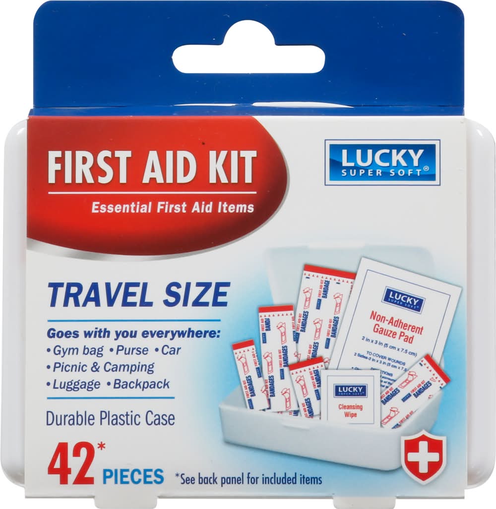 Lucky Super Soft Travel Size First Aid Kit, 4.25 x 3 Inch (4.8 oz, 42 ct)