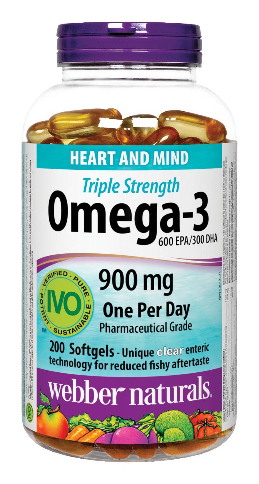 Oméga-3 Triple Concentration Webber Naturals, 200 Gélules / Webber Naturals Triple-Strength Omega-3 Softgels, 200-Count