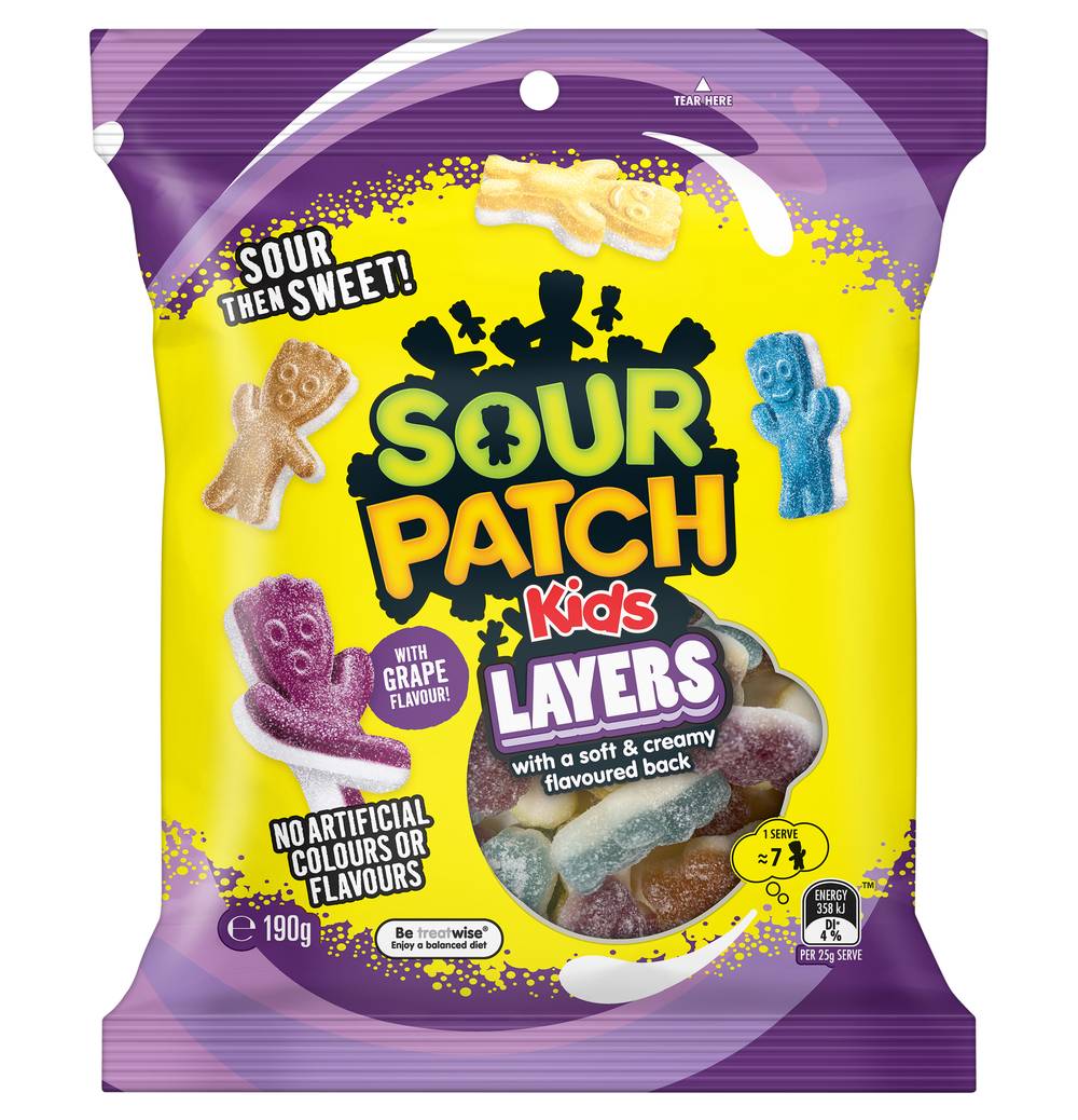 Sour Patch Kids Soft & Creamy Layers Lollies, Assorted (190g)