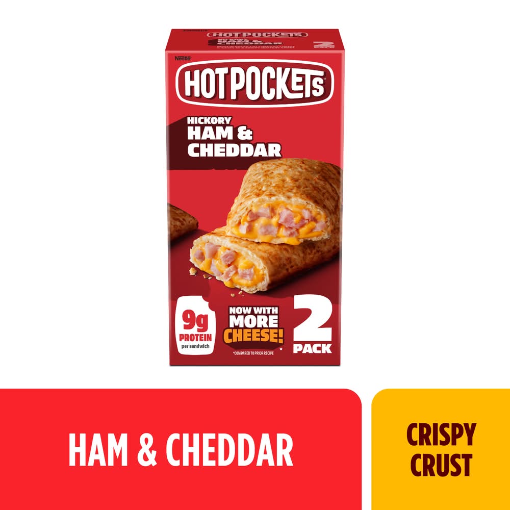 Hot Pockets Crispy Buttery Crust Snack, Hickory Ham & Cheddar (9 oz, 2 ct)