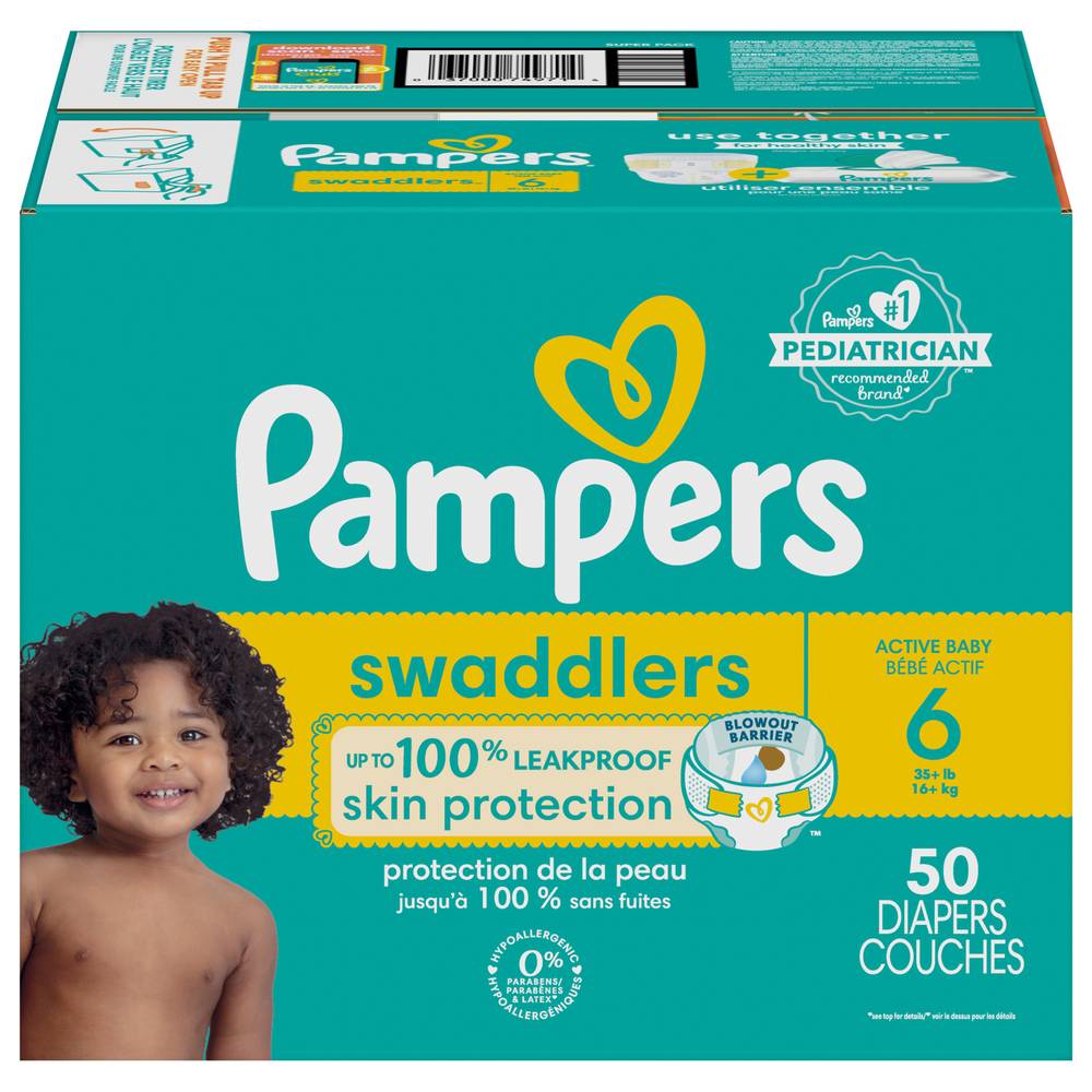 Pampers Swaddlers Active Baby Diapers, Size 6 (50 ct)