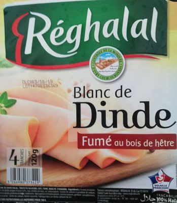 Réghalal Blanc de dindefumé au bois de hêtre 4 tranches poids net 120g