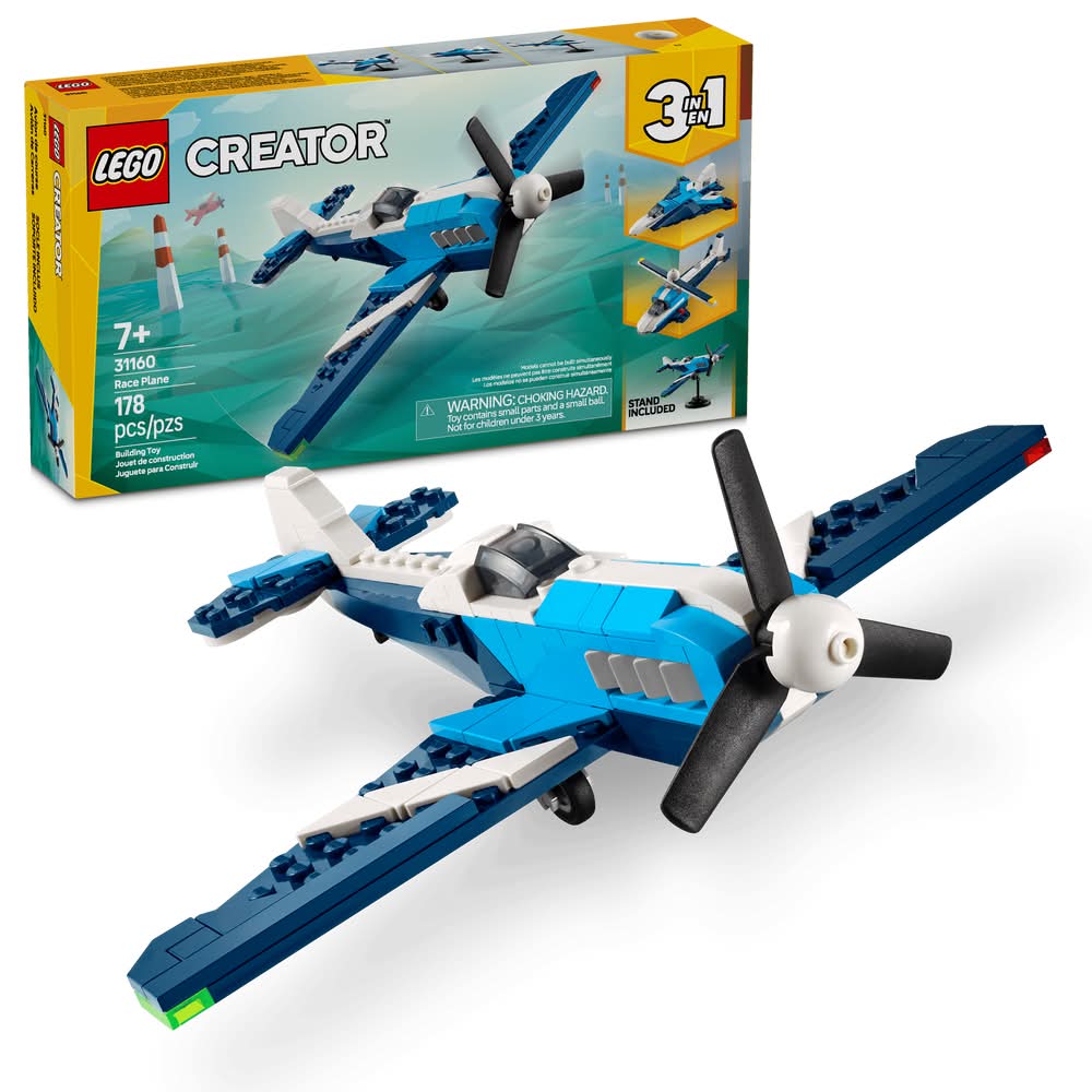 LEGO · Creator 3 en 1 race plane 31160 aeronave juguete para construir, 7+ Años (178 un)