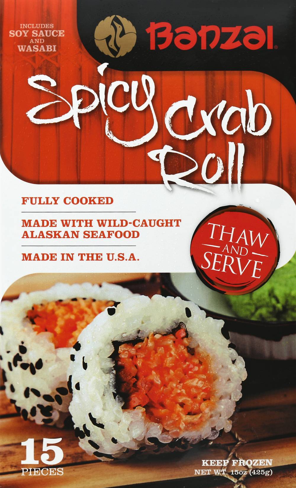 Banzai Spicy Crab Sushi Roll (15 oz, 15 ct)