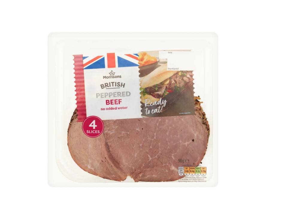 MORRISONS BRITISH ROAST PEPPERED BEEF SLICES 90G