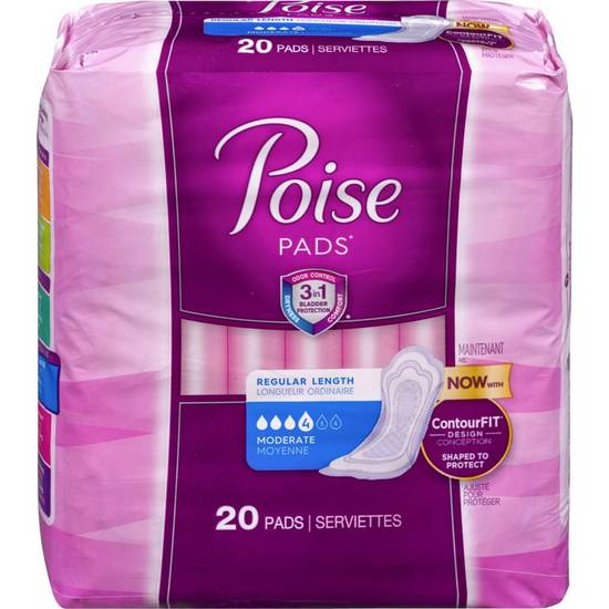 Poise  serviettes incontinence urinaire (20 un) - pads, moderate (20 ea)