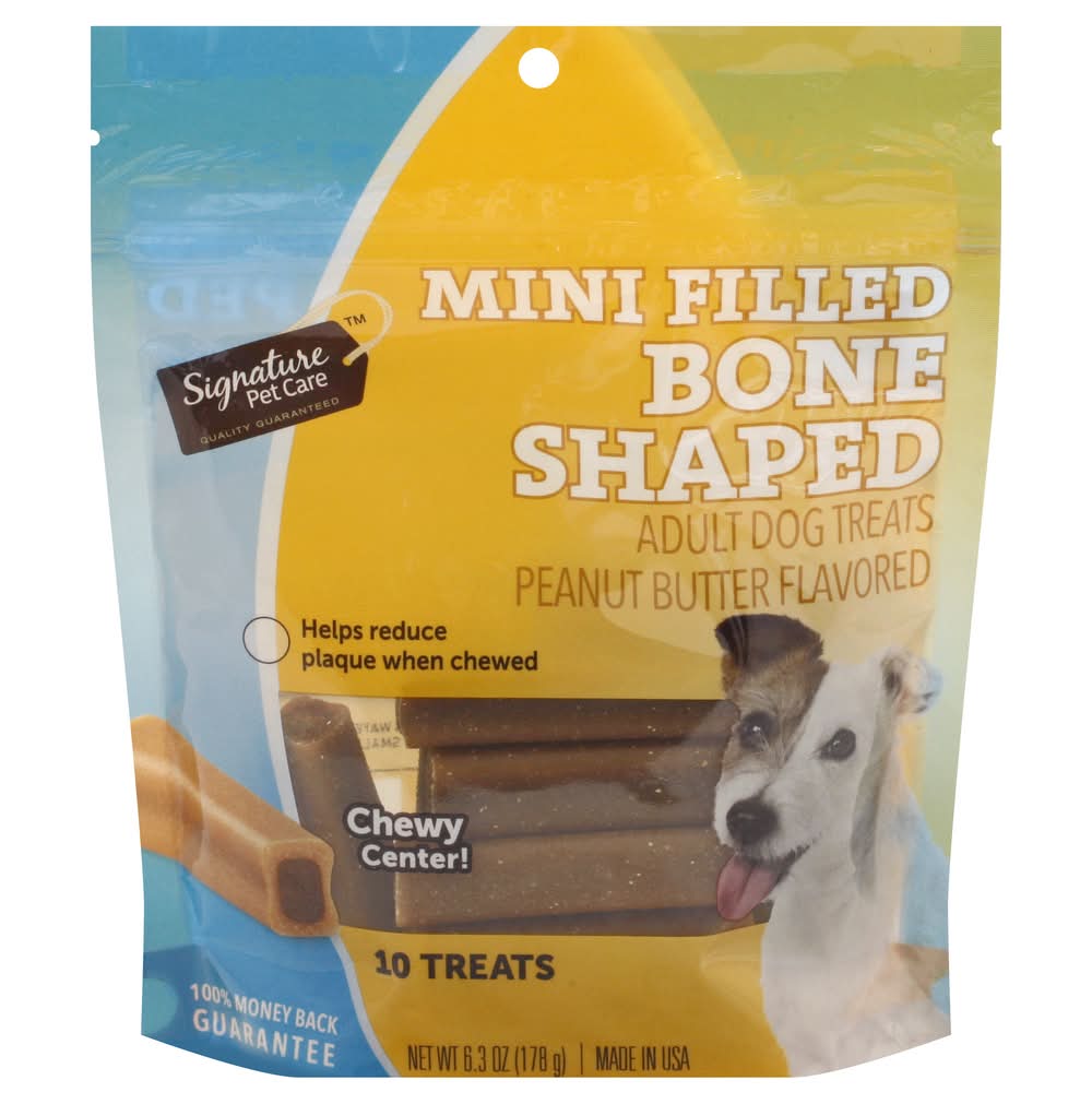 Signature Pet Care Mini Filled Bone-Shaped Peanut Butter Flavored Adult Dog Treats (6.3 oz)