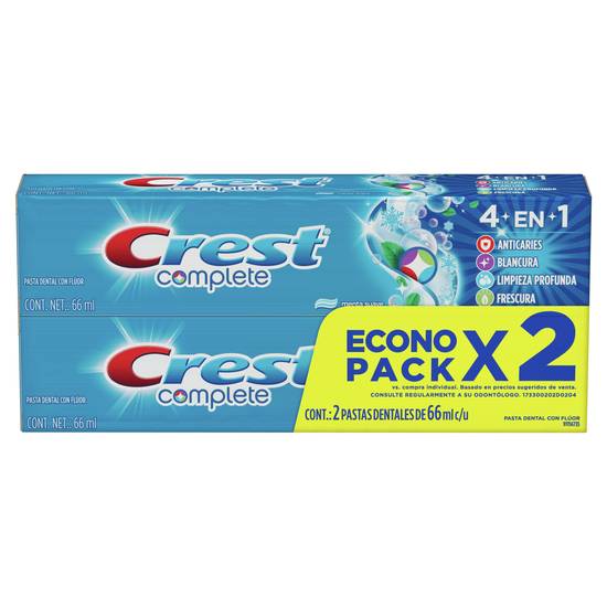 Crest pack pasta dental complete (tubo 2 x 66 ml)