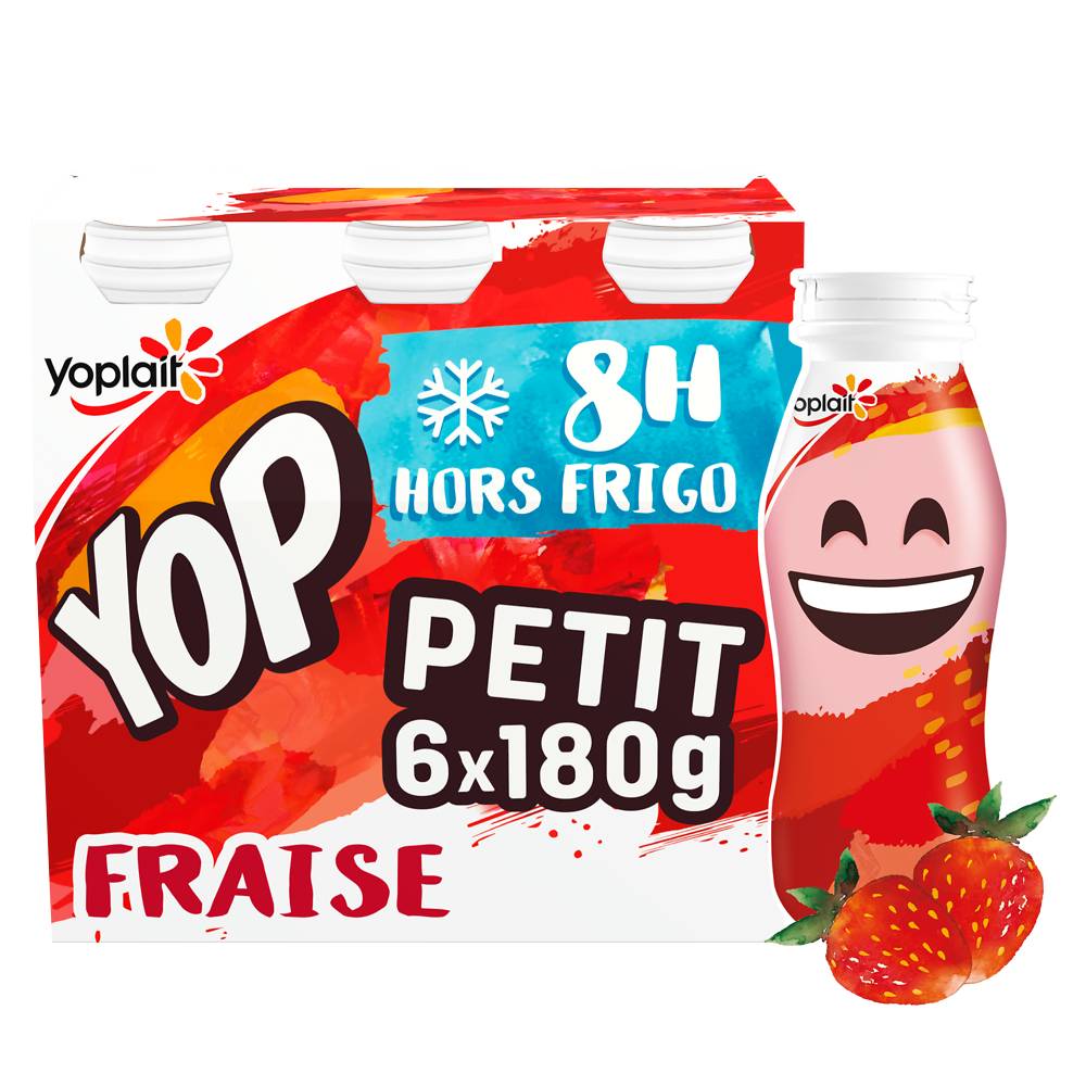 Yaourt à boire aromatisé fraise P'TIT YOP - 6x180g