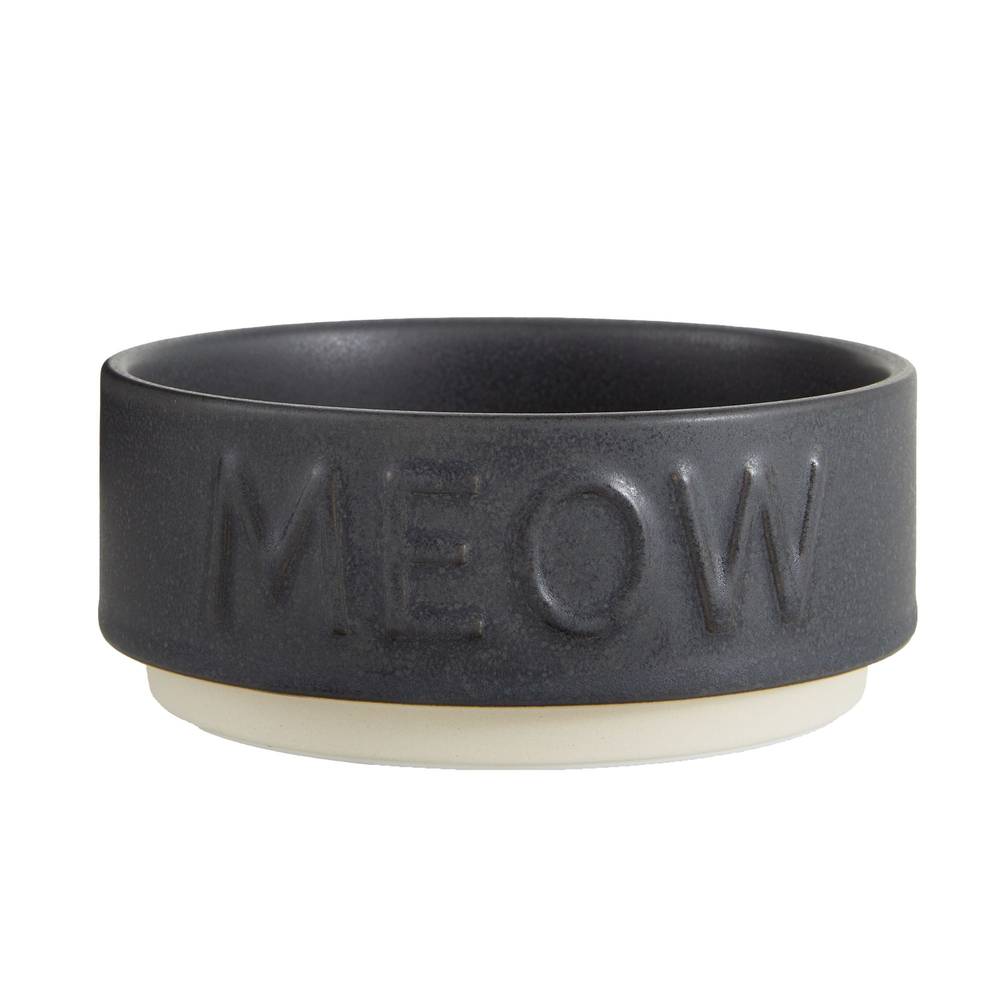 Whisker City® Ceramic Black Meow Cat Bowl, 1.5-cup (Color: Black, Size: 1.5 Cup)