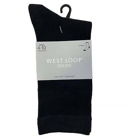 West Loop Women's Casual Crew Socks (4-10/black )