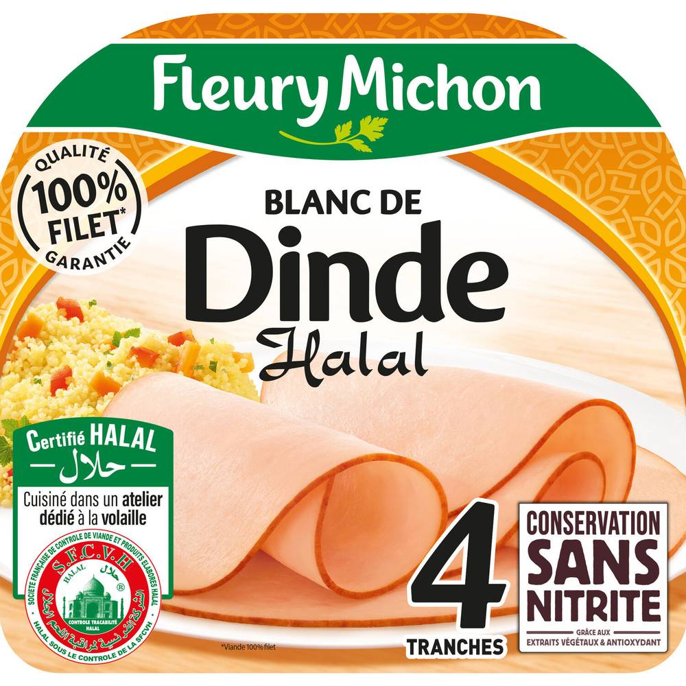 Fleury Michon - Blanc de dinde sans nitrite halal (4 pièces)