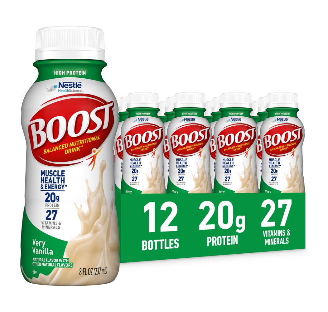 Boost High Protein Balanced Nutritional Drink, Very Vanilla (12 x 8 fl oz)