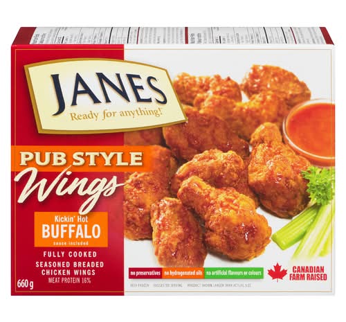 Janes Kickin' Hot Buffalo Pub Style Chicken Wings (660 g)