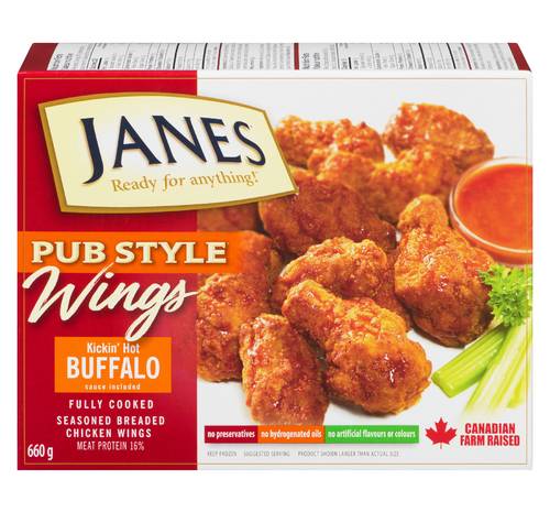 Janes Kickin' Hot Buffalo Pub Style Chicken Wings (660 g)