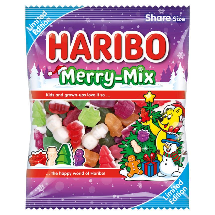 Haribo Candyfloss-Marshmallow, Merry-Mix Fruit Jelly & Foam Sweets Sharing Bag (160g)