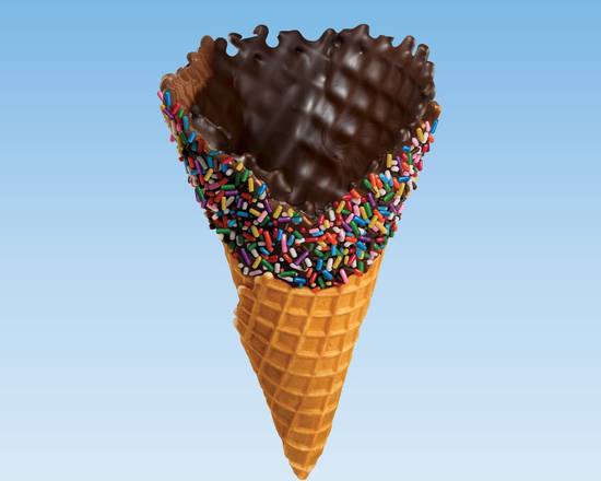 Chocolate with Rainbow Sprinkles Dipped Waffle Cone