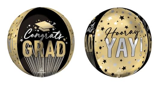Inflated 16" Stripes On Stripes Grad Foil Balloon