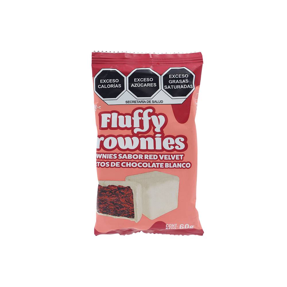 Miniso fluffy brownies cubiertos de chocolate blanco (red velvet)
