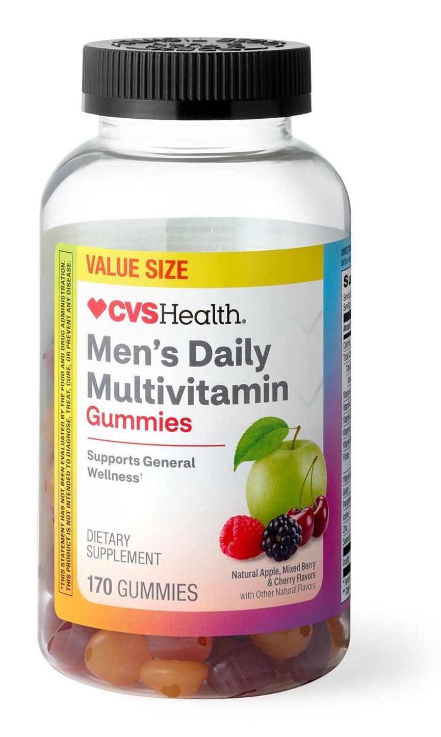 CVS Health Men's Daily Complete Multivitamin Gummies, Natural Apple-Mixed Berry-Cherry (150 ct)